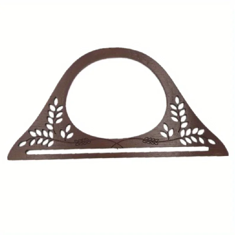 Wooden Tote Bag Handle Replacement Hollow Leaf Pattern Wood Handbag Handle for DIY Purse Making Accessories