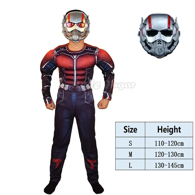 2025 nuevo disfraz de Cosplay de Ant Man 3 para niños, traje con máscara de superhéroe mejorado, mono de héroe musculoso, vestido de fiesta de cumpleaños, HalloweenX160