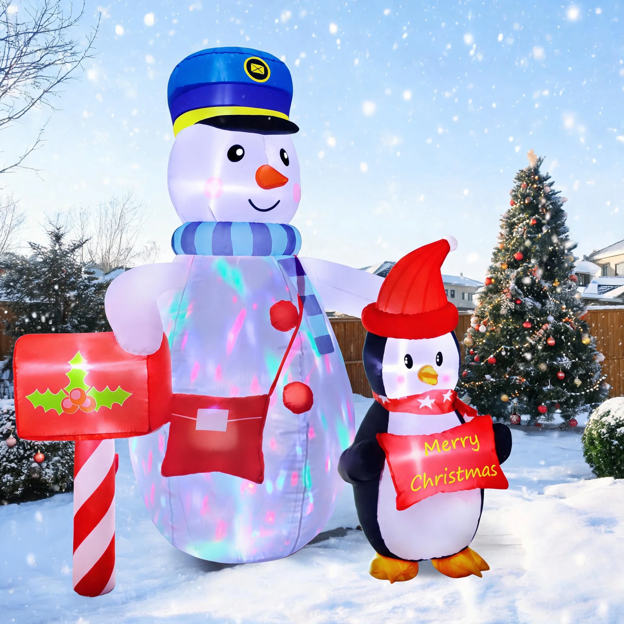 6FT, Inflatable Christmas Post Office Snowman, Suitable For Patio, Lawn, Indoor, And Restaurant Decoration view 2