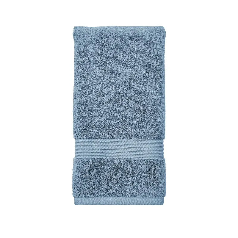 Signature Soft Solid Cotton Hand Towel, Blue Silver