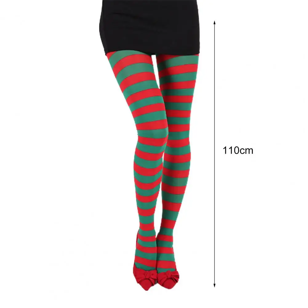 Christmas Stockings Rainbow Multicolor Striped High Elasticity Lady Vintage High Waist Pantyhose Cosplay Costume High Socks