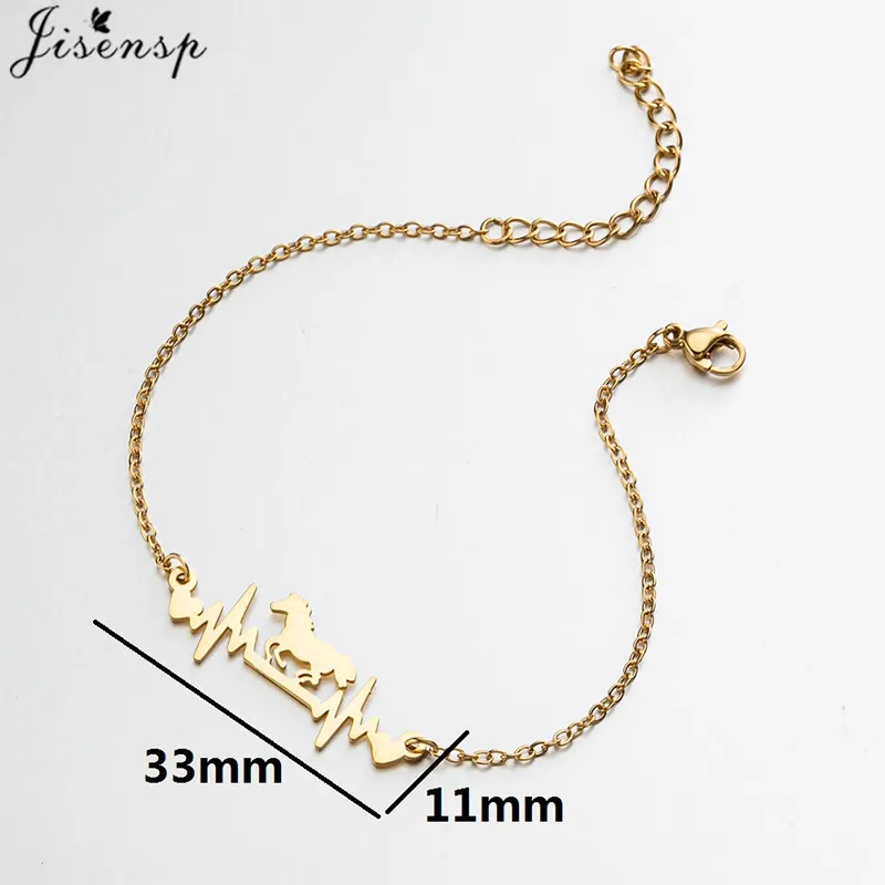 Stainless Steel Bracelets Heartbeat Lightning Horse Pendant Chains Fashion Charms Bracelet for Women Jewelry Party Girls Gifts
