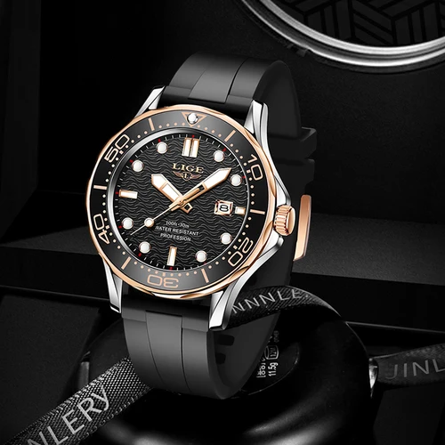 Imagen 2 del producto 2025 LIGE, nuevos relojes de negocios para hombres, relojes de buceo de lujo de primeras marcas para hombres, reloj de fecha resistente al agua, reloj deportivo, reloj Masculino + caja