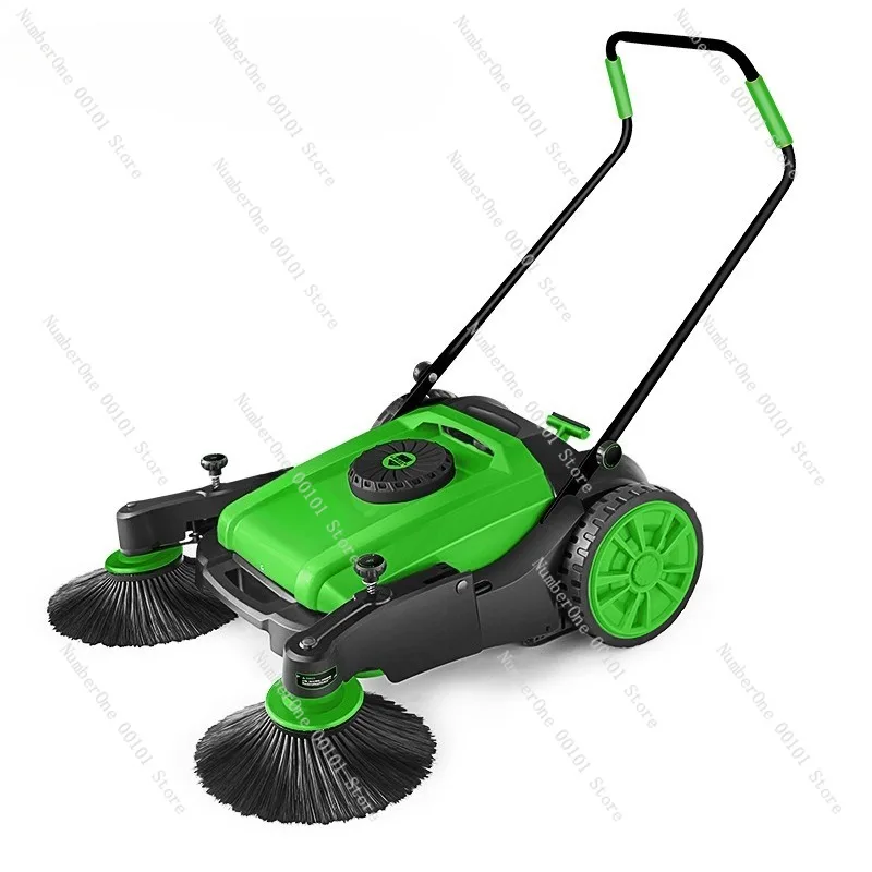 Hand-Pushed Floor Sweeper for Factory Workshops, Non-Powered Road Dust Sweeper for Industrial Cleaning