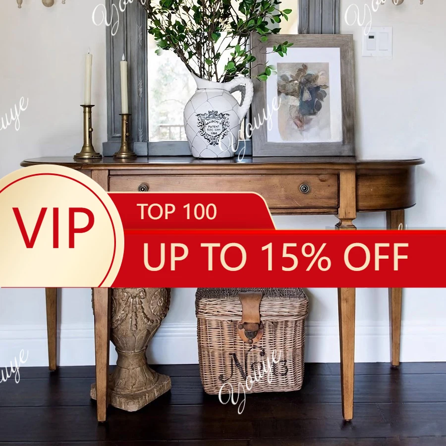 

J American Solid Wood Entrance Table, French Light Luxury Entrance Cabinet, Narrow Table Table, Second-hand Sideboard, Aisle Dec