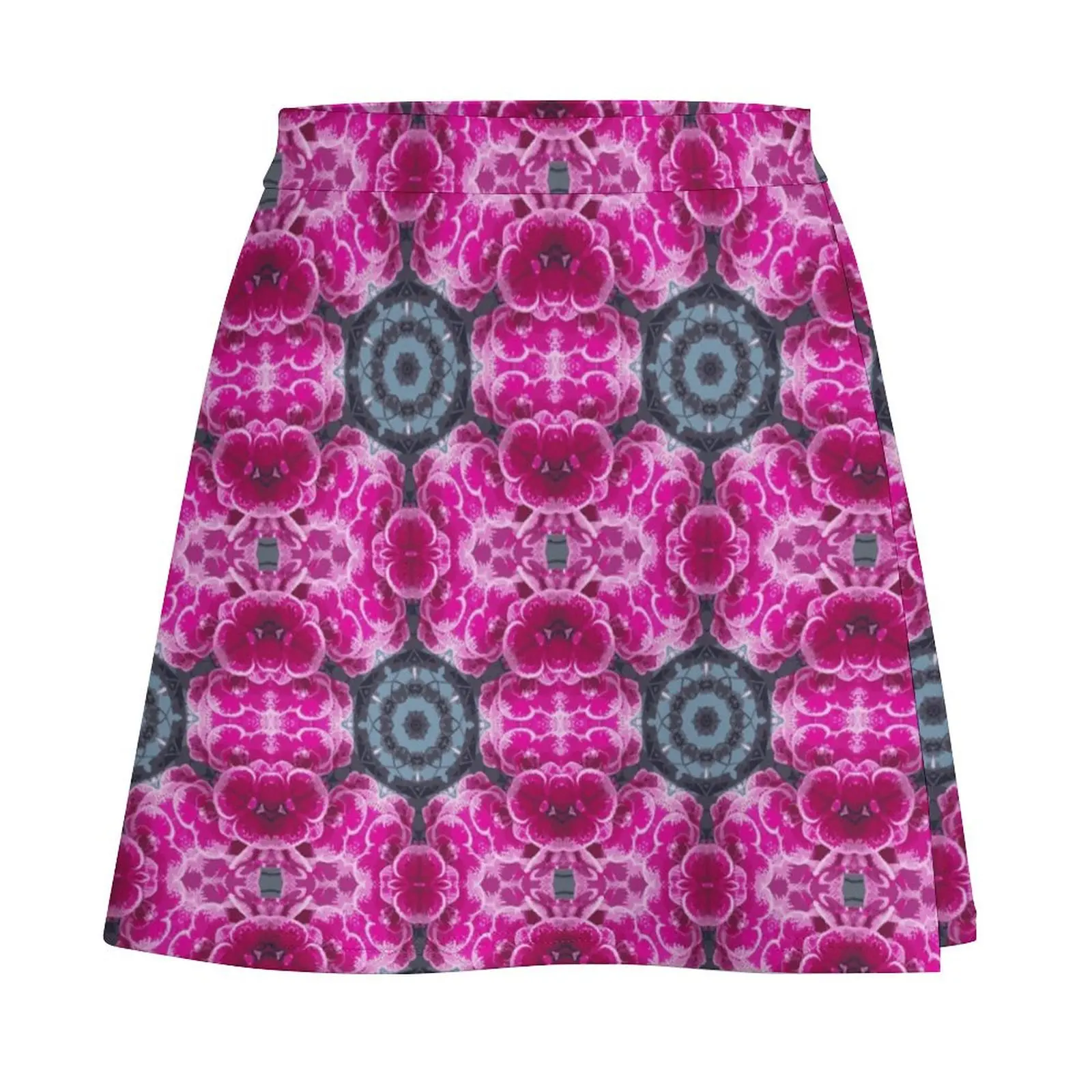 CLUSTER OF ORCHIDS PINK PSYCHODELIC MODERN PRINT for the bold in pink and reds, grey, black and white 2022 Mini Skirt