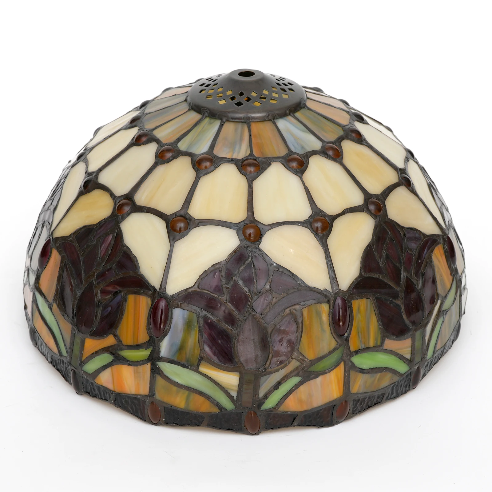 Ceiling Lamp shade Replacement Only 12 Inch Red pink Stained Glass Tulip Flower Style Lamp Shade Decorative for Table  Lampshade