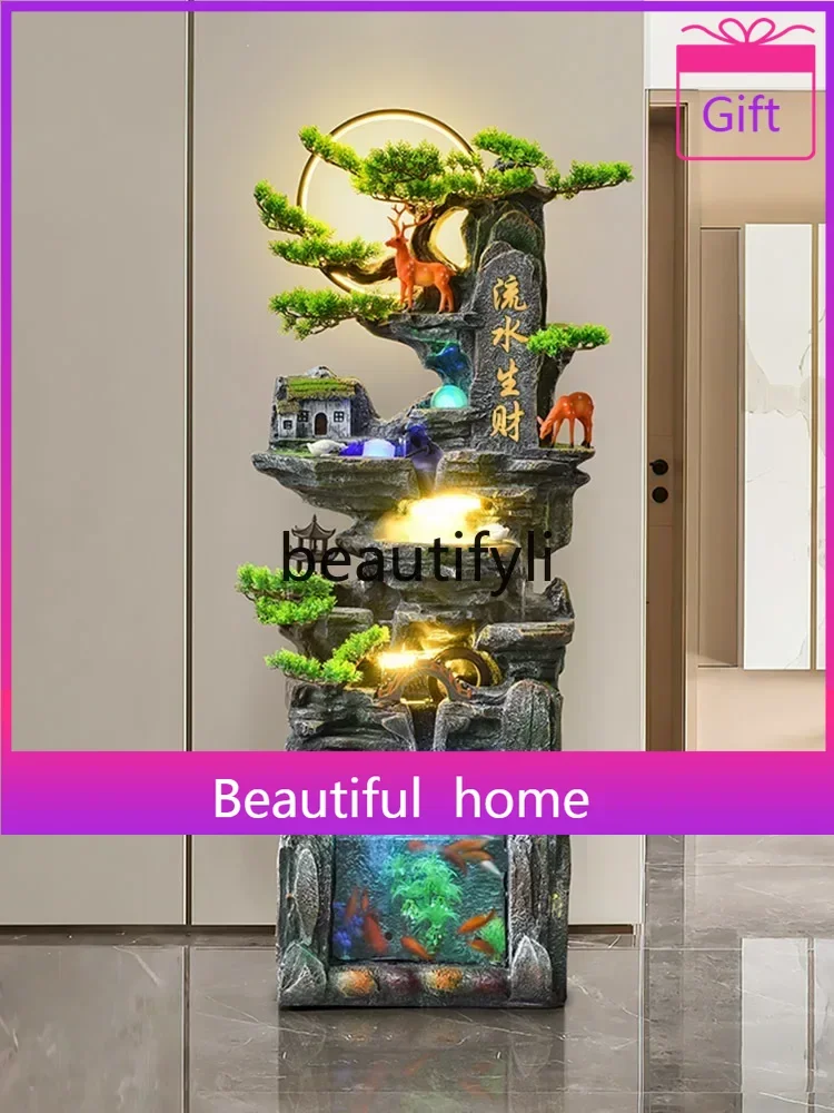 zqRockery flowing water ornament floor circulation water generation wealth decoration alpine fountain landscape