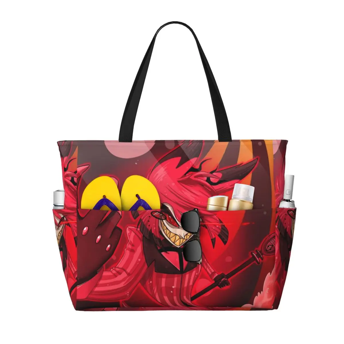 Creative Alastor Hazbin Hotels Anime Beach Tote Bag Sport Gym Yoga Duffle Large Tote Bag Women Travel Bag Fitness bag