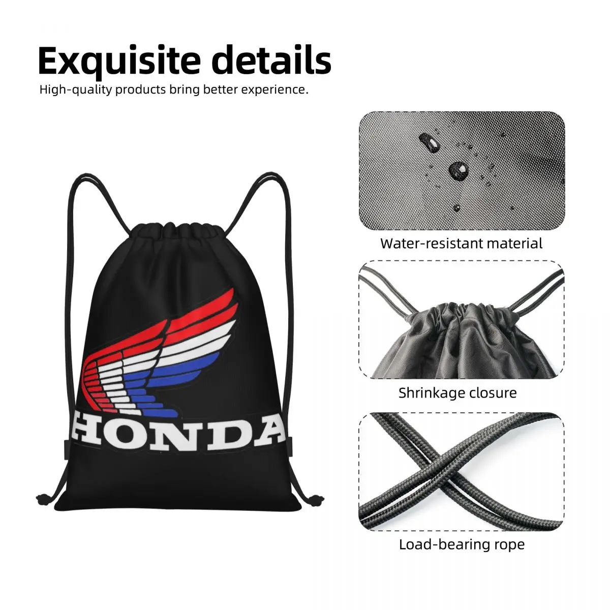 Racing S Hondas-mochila con cordón para motocicleta, bolsa deportiva para gimnasio, bolsas de cuerdas para ciclismo