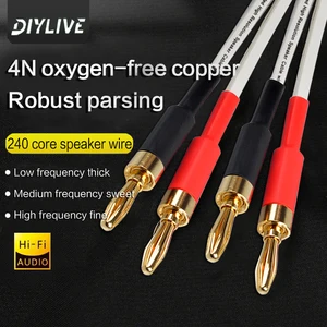 4n cabo de alto-falante amplificador de potência de cobre sem oxigênio 5.1 cabo de conexão de som surround universal cabeça de banana y cabo plug-in 8 principais vendas cabe vga - №5