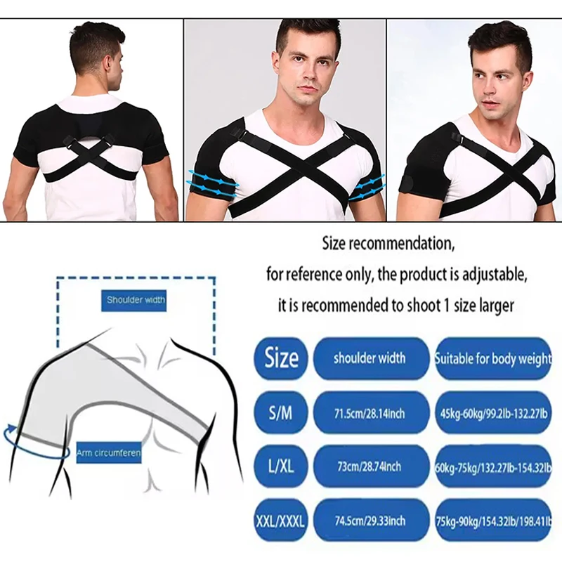 Double Shoulder Brace Adjustable Shoulder Strap Sports Shoulder Support Belt Protector Back Pain Relief Cross Compression Band