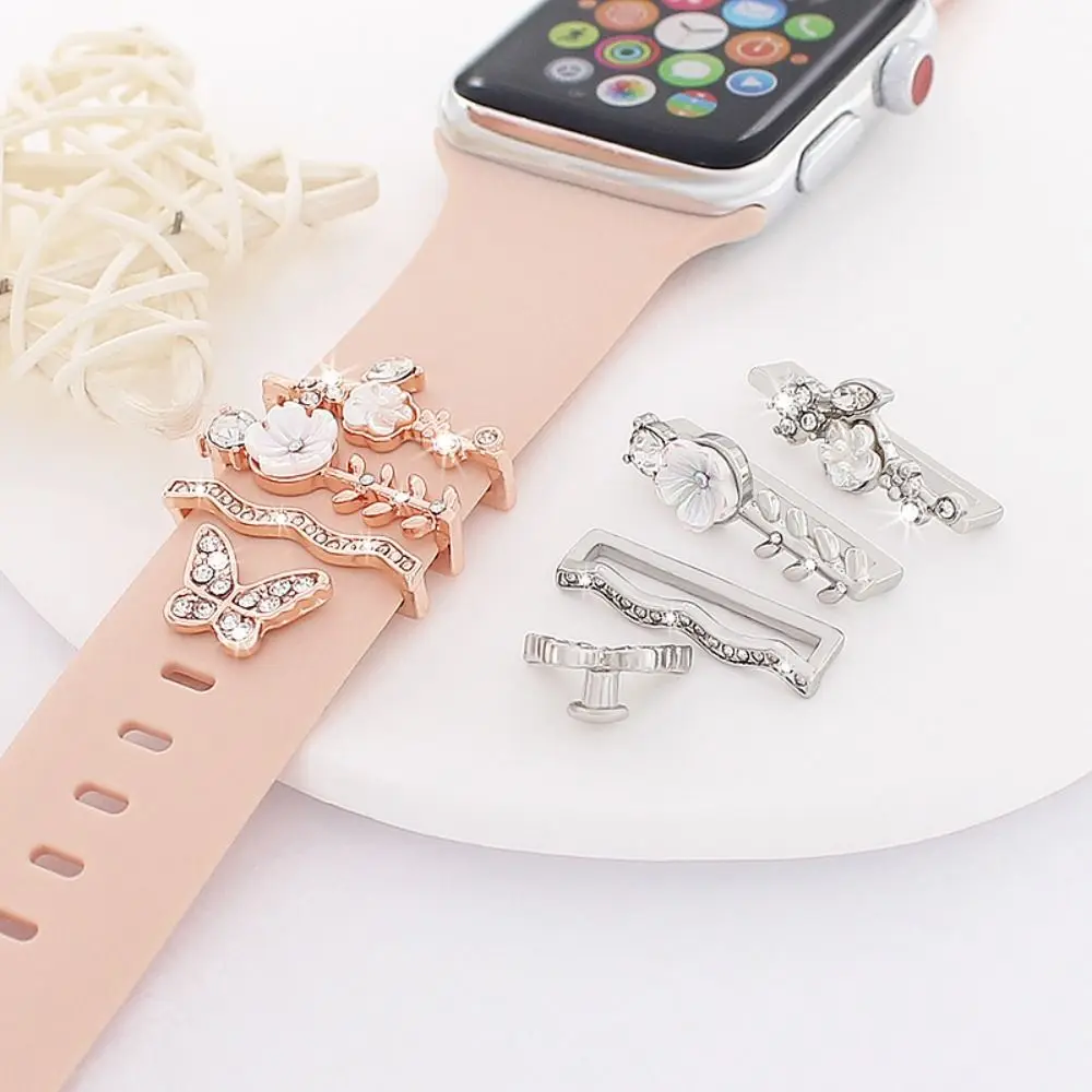 Diamond Strap Decorative Ring Watch Band Jewelry Metal Charms Decor Accessories Fashion Bracelet Decoration for Apple Watch Band