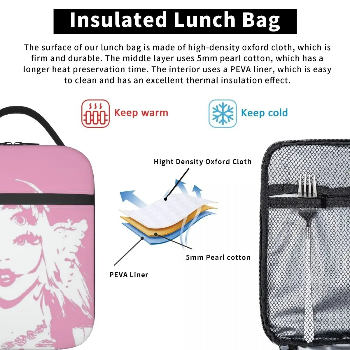 Melanie Martinez Merch Insulated Lunch Bag For School Pink Portals By Mel Food Box Reusable Thermal Cooler Lunch Boxes