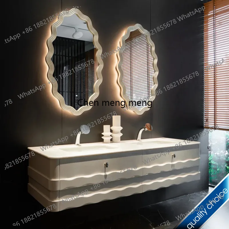 Solid wood bathroom cabinet combination, Venus ceramic basin marble countertop