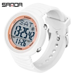 Sanda Big Dial Digital Watch Green Led Electronic Watches Fashion Trend Men Clock Luxury For Women Montre Sport Homme 2022