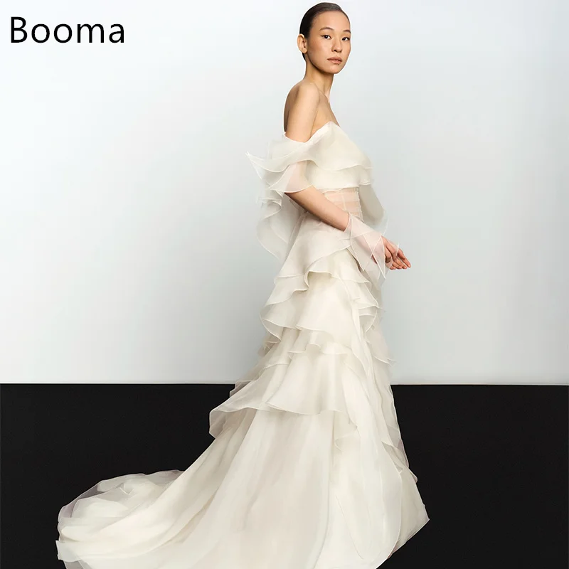 Booma Mermaid One Shoulder Simple Organza Wedding Dresses Sleeveless Pleat  Brides Gown Custom Made 2025