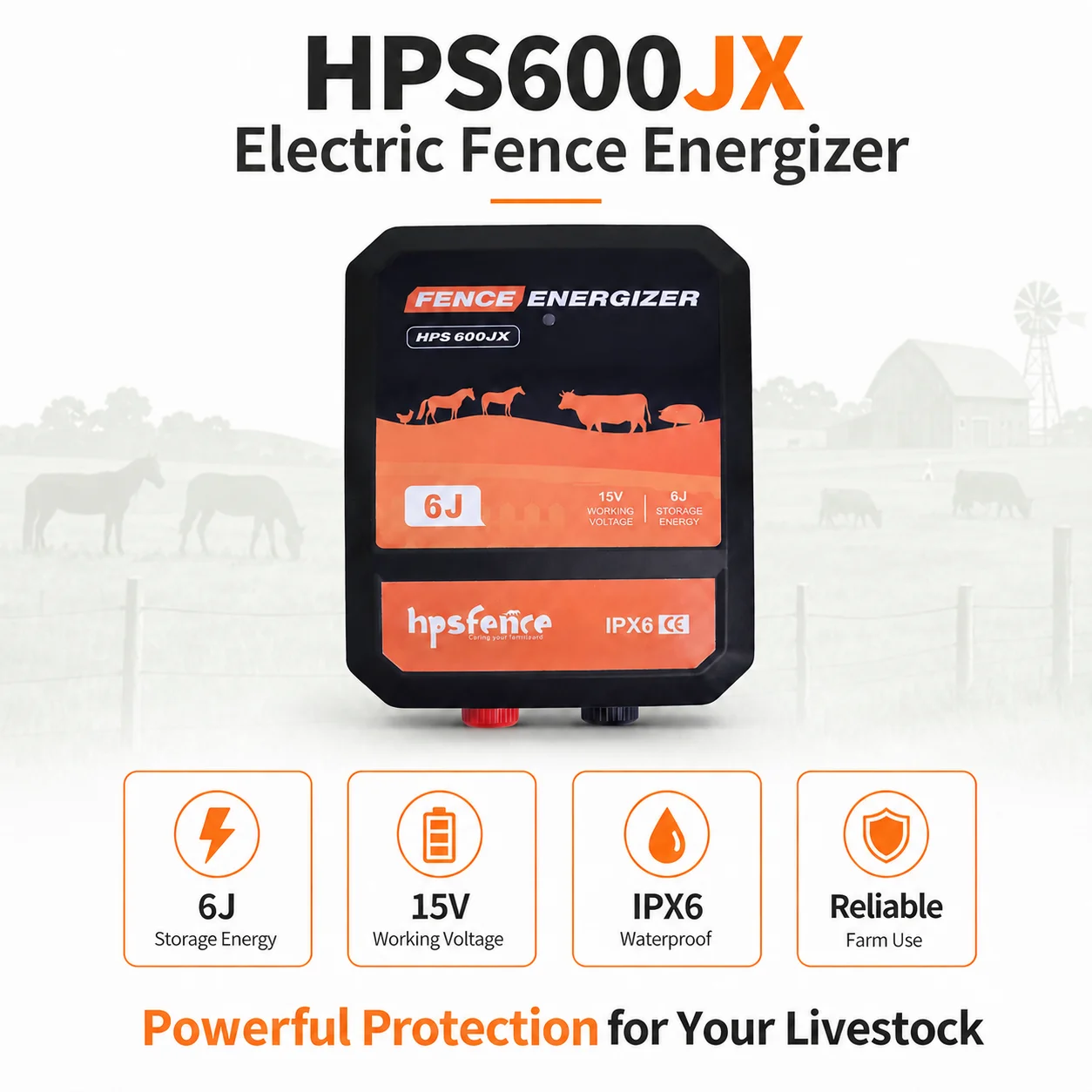 OEM ODM Electric Fence Charger 6J Input 3.6J Output 110V-240V/15V Fence Energizer for Ranch Boundary Fencing Use