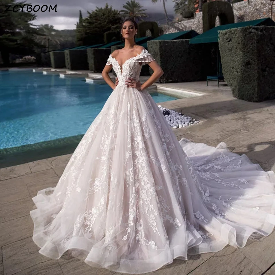

A-Line Luxury Wedding Dresses 2023 Elegant Bride Gowns Off The Shoulder Sequins Lace Appliques Vestidos De Novia Wedding Dress