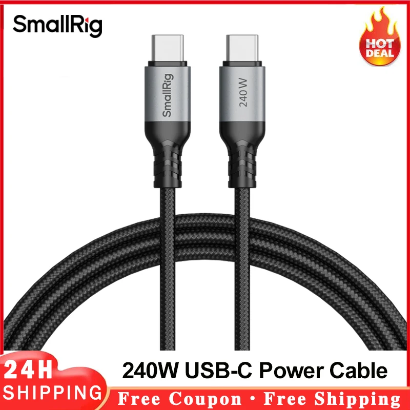 SmallRig 240W USB-C Power Cable PD 3.1 240W super-fast charging USB-C to USB-C interface compatible with V-Mount Battery 4908