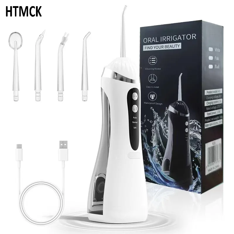 Irrigador Bucal Eléctrico Portátil Recargable por Usb, 4 Boquillas, 3 Modos de Limpieza, Herramienta de Limpieza Dental Impermeable IP65