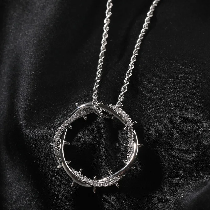 Retro Thorns Crown Pendant Necklace Unique Design Sense Copper Stainless Steel Chain Hip Hop Punk Jewelry For Men Women Gift