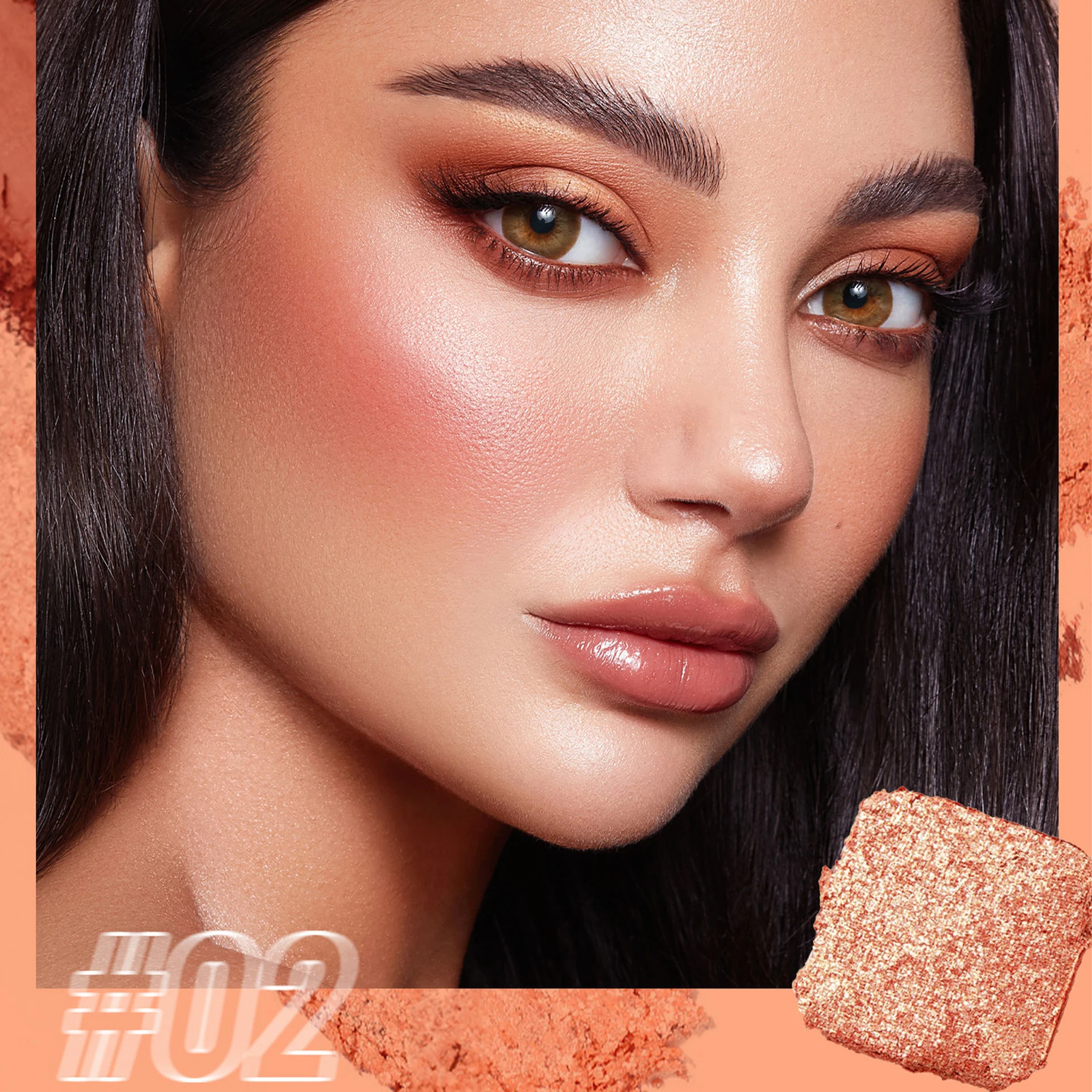 Tavolozza di trucco a tre strati, ombretto, fard e palette combinate di evidenziatori, glitter fini opachi perlescenti