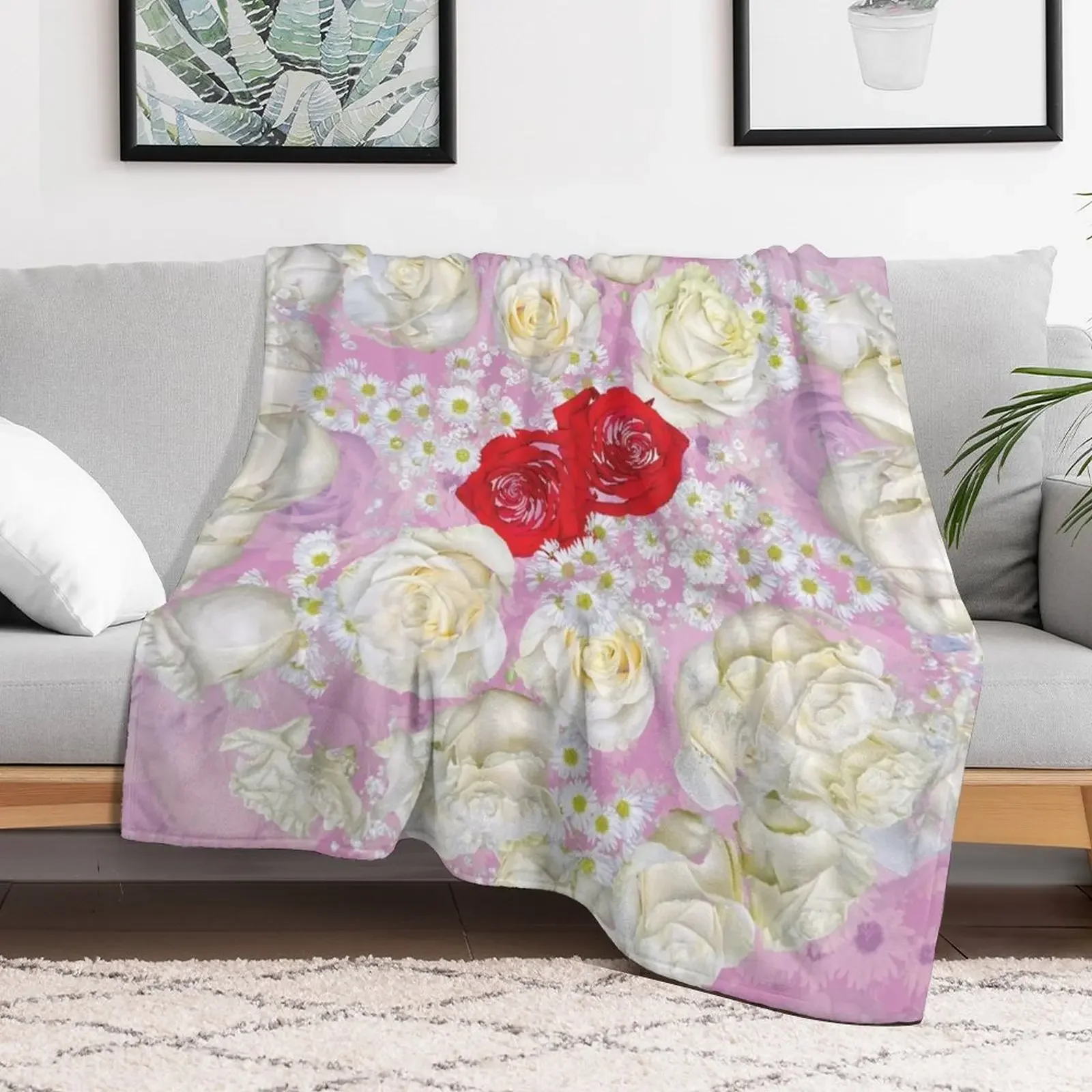 Baby's White Roses of Freedom by Swoot Throw Blanket decorative sofa bed Soft Beds Sofa Quilt Blankets