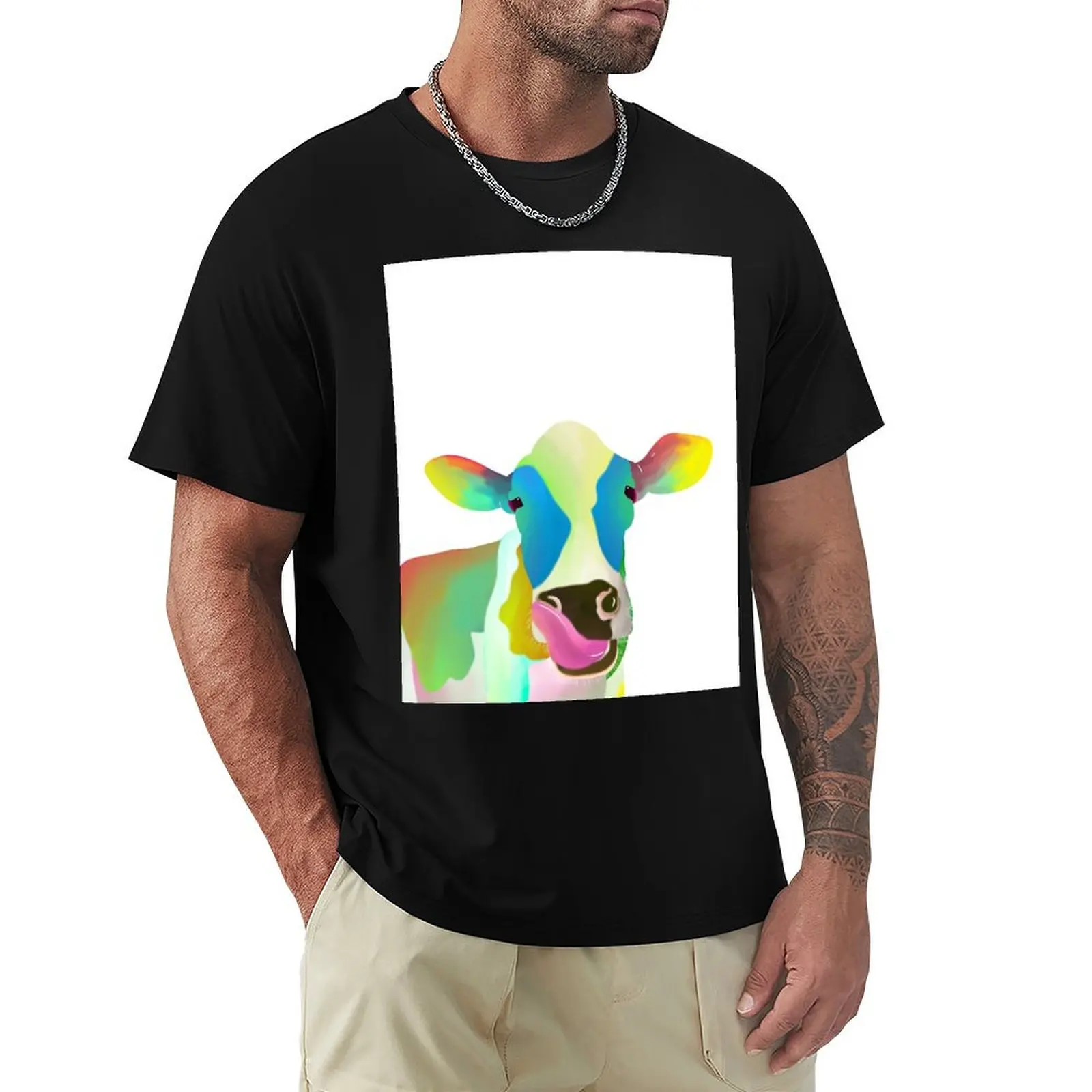 

Colorful Cow T-Shirt cute clothes summer 2025 oversize t-shirts man t shirts for men