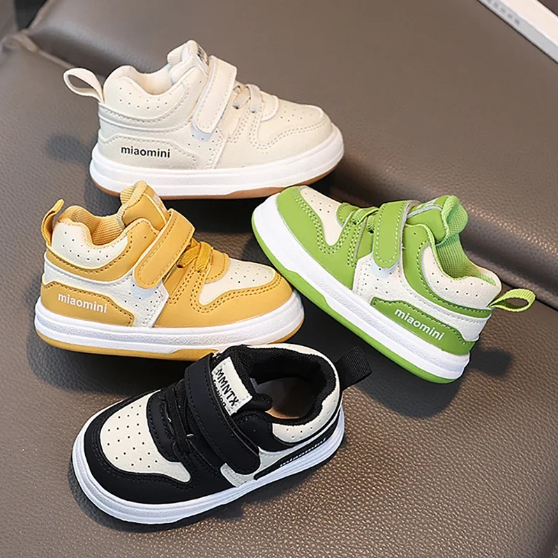 

PU Leather Sport Shoes for Children Ergonomics Baby Boy's Sneakers Soft-soled Waterproof Kid's Toddler Chunky Sneakers