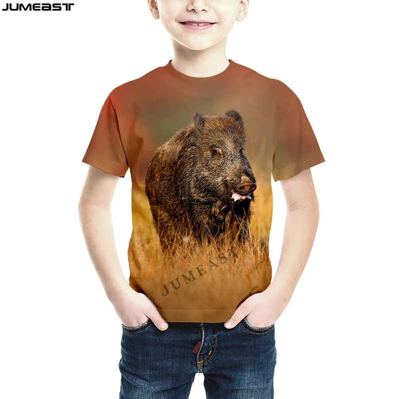 Jumeast Y2k Men Women 3D Printed Children T-Shirt Animal Wild Boar Hip Hop Short Sleeve Kids T Shirt Sport Pullover Tops Tees