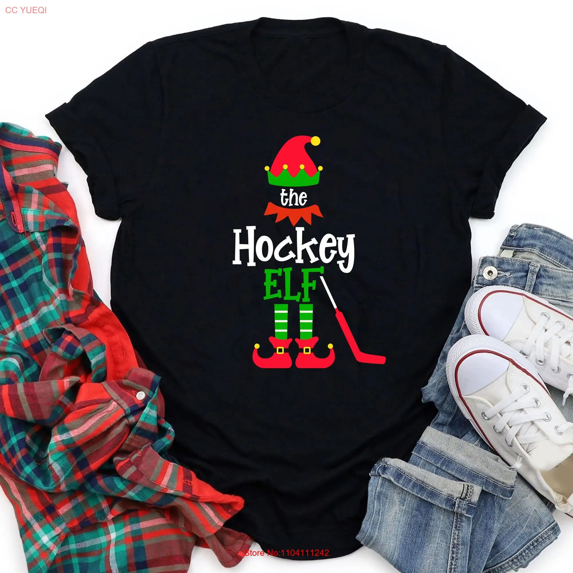 Hockey Elf Christmas T Shirt Player Goalie For Lover long or short sleeves
