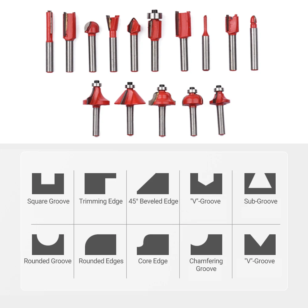 Router Tool 800W Compact Palm Wood Router Tool for Woodworking Electric Hand Trimmer Cutting Palmming Tool with 15Pcs 1/4in Rout