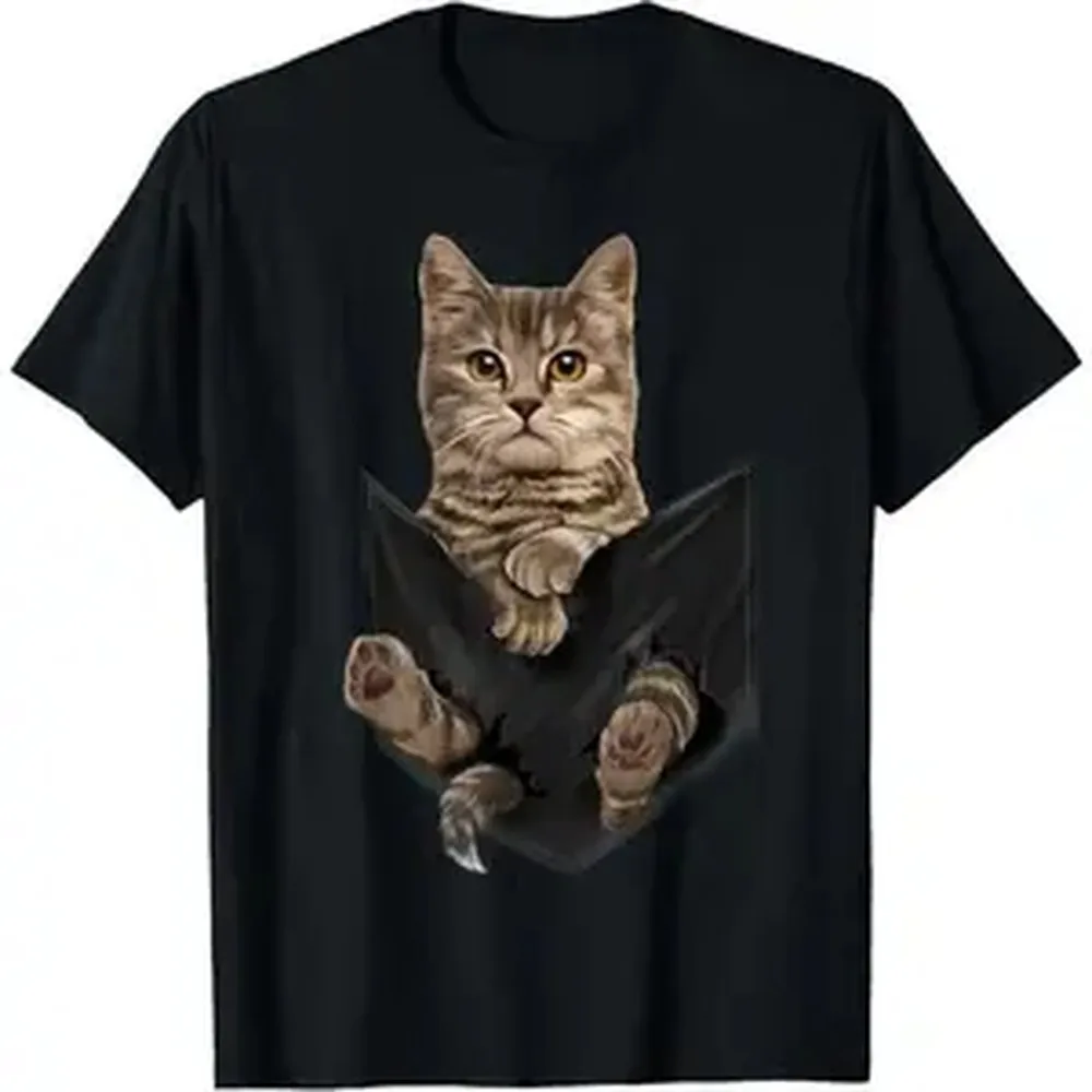 Brown Cat Sits in Pocket T-Shirt Cats Tee Shirt Gifts T-Shirt