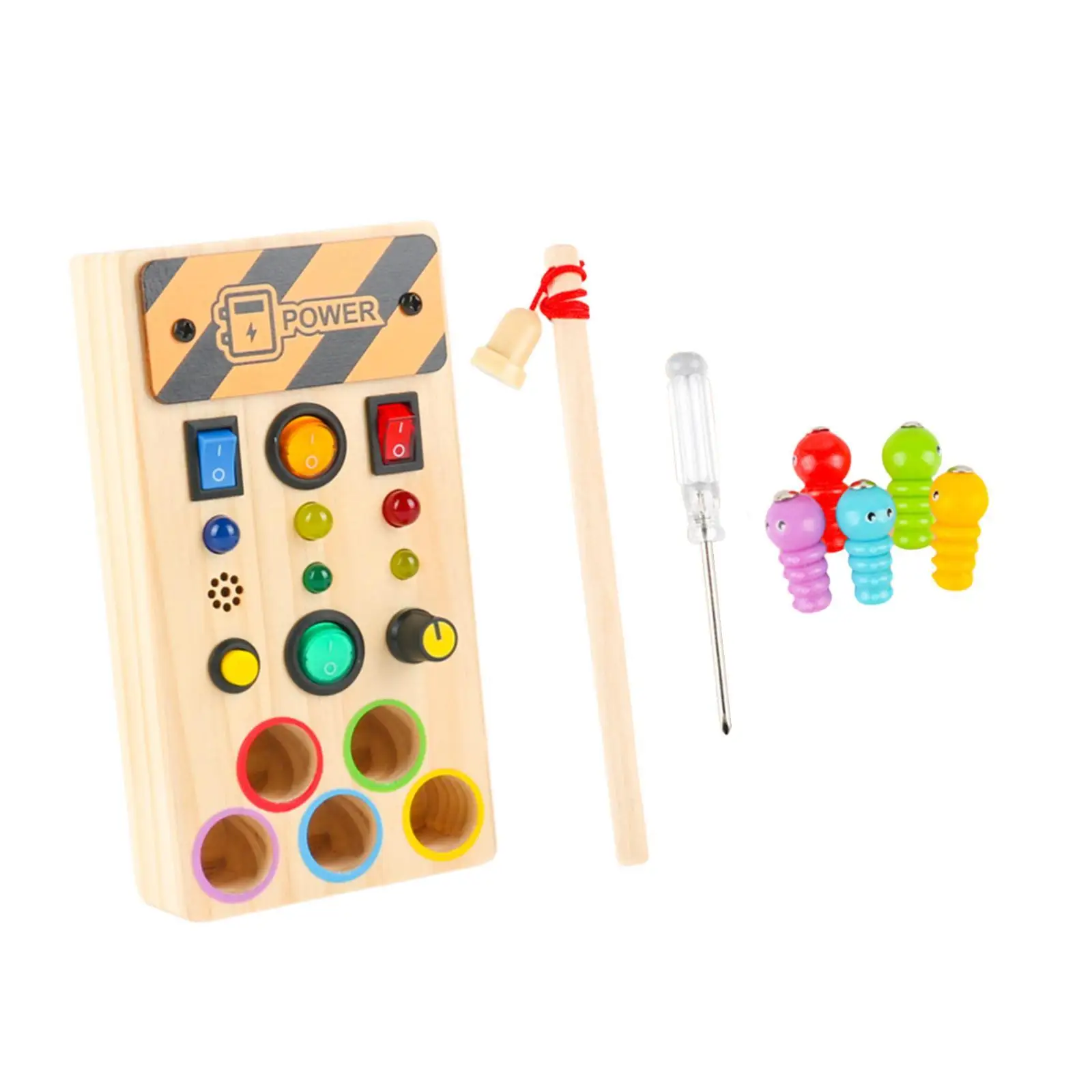 

Light up Busy Board with Switch Wooden Sensory Toy for Gifts Activities Kids