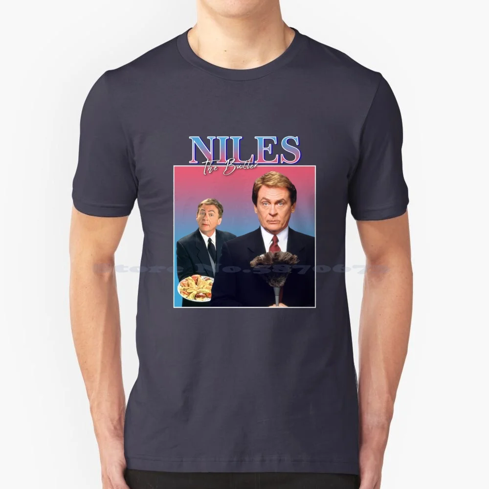 Niles The Butler Vintage / Retro Design T Shirt 100% Cotton Tee Niles The Butler Daniel Davis The Nanny Fran Fine Cc Babcock