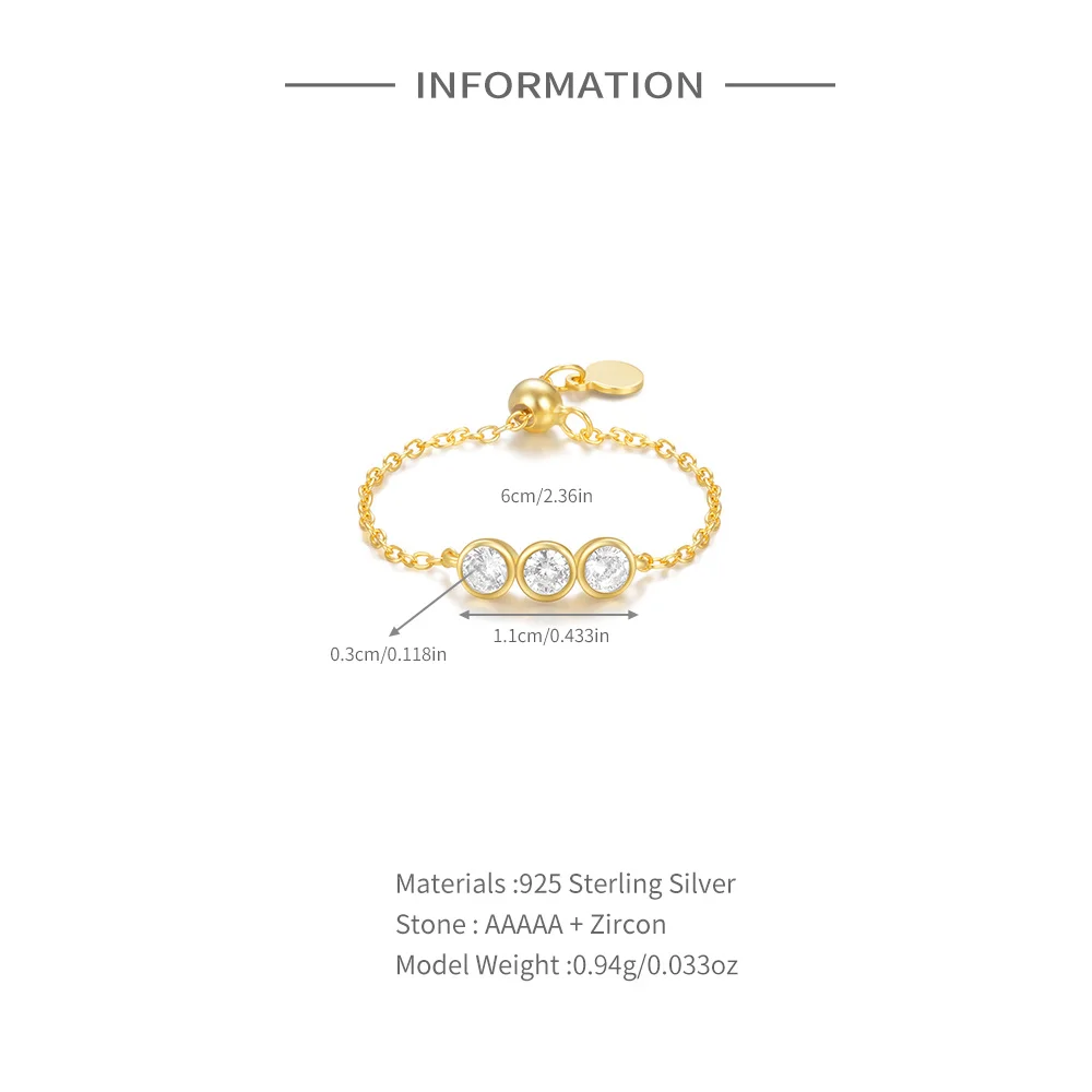 CANNER-Bagues ajustables rondes en argent regardé 925 pour femme, lien en pierre claire, CZ transparent, bague de mariage, cadeau de bijoux