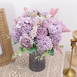 Artificial Flowers Pink Silk Bride Bouquets Peony Wedding Supplies Home Room Garden Decoration Fake Floral Valentine's Day Gifts