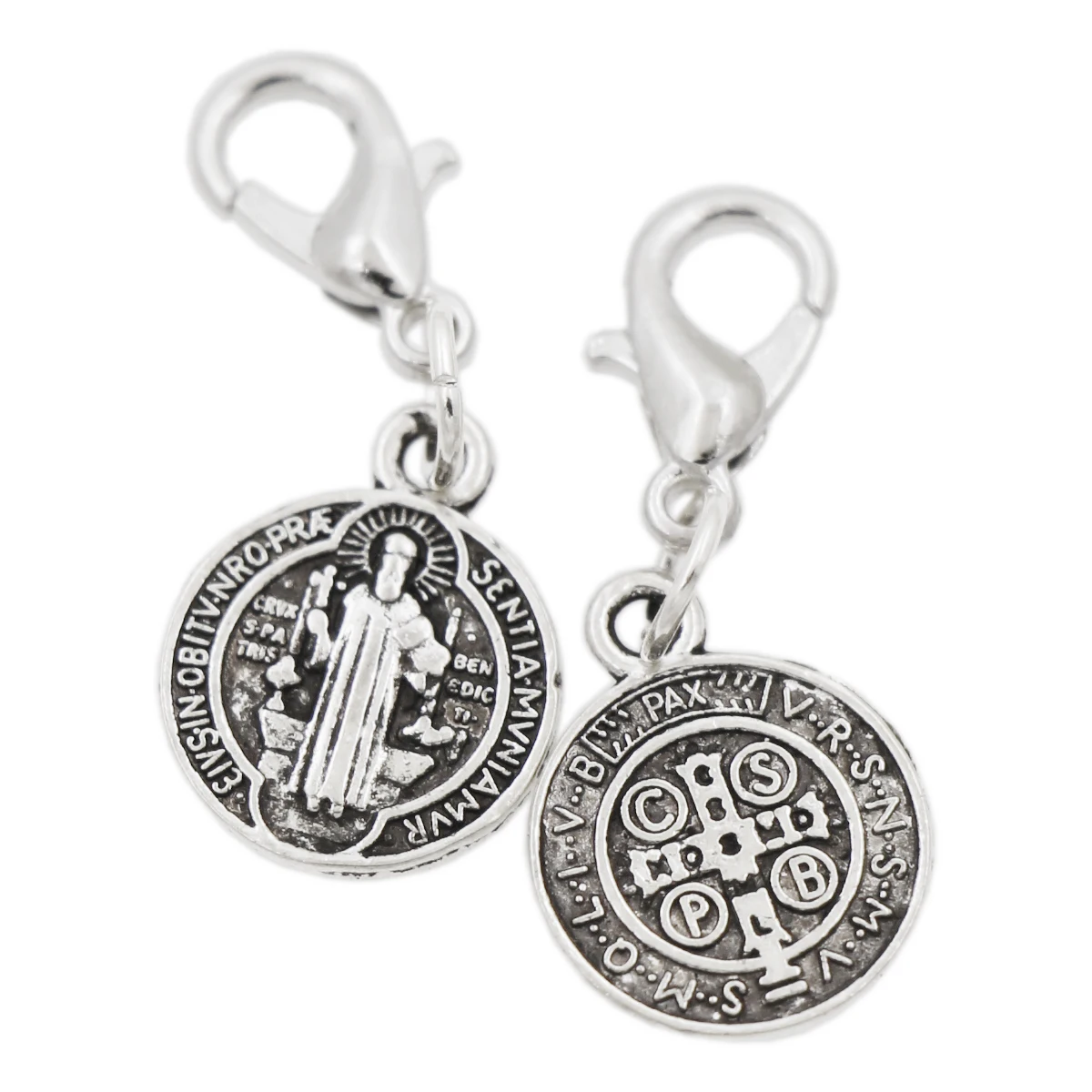 

150ps 28.50X11.7mm Saint Benedict Medal Cross Smqlivb Clasp European Lobster Trigger Clip On Charm Beads c1691