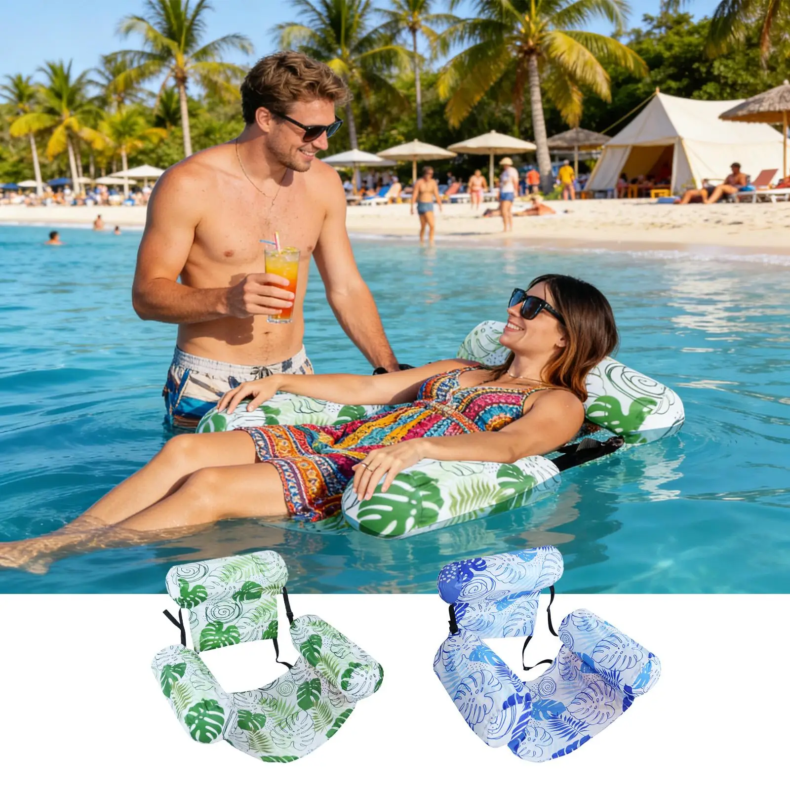

Inflatable Pool Chair Blow Up Heavy Duty Portable Adjustable Summer Pool Floating Chair For Travel Beach Vacation Swimming Lake
