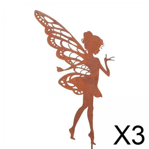 

3x Fairy Silhouette Garden Stakes Garden Elegant Party Iron Gifts Decoration Statues for Signs Ornament, Yard