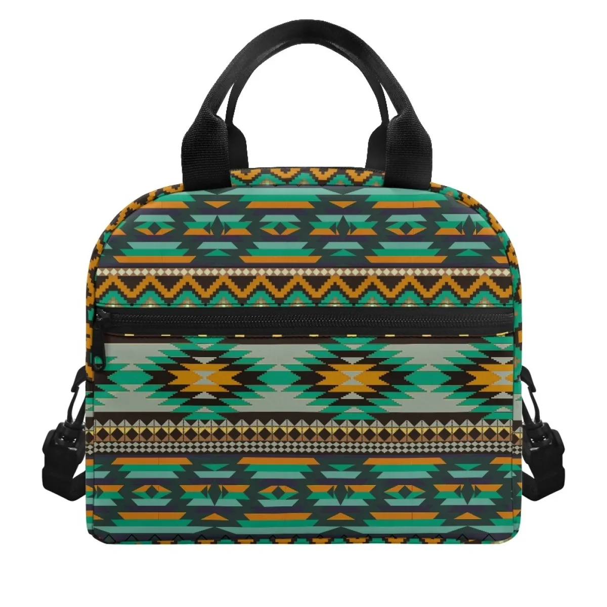 Vintage Ethnic Pattern Portable Fridge Thermal Bag Stylish and Exquisite Women's Insulated Bag Lunch Box Handy