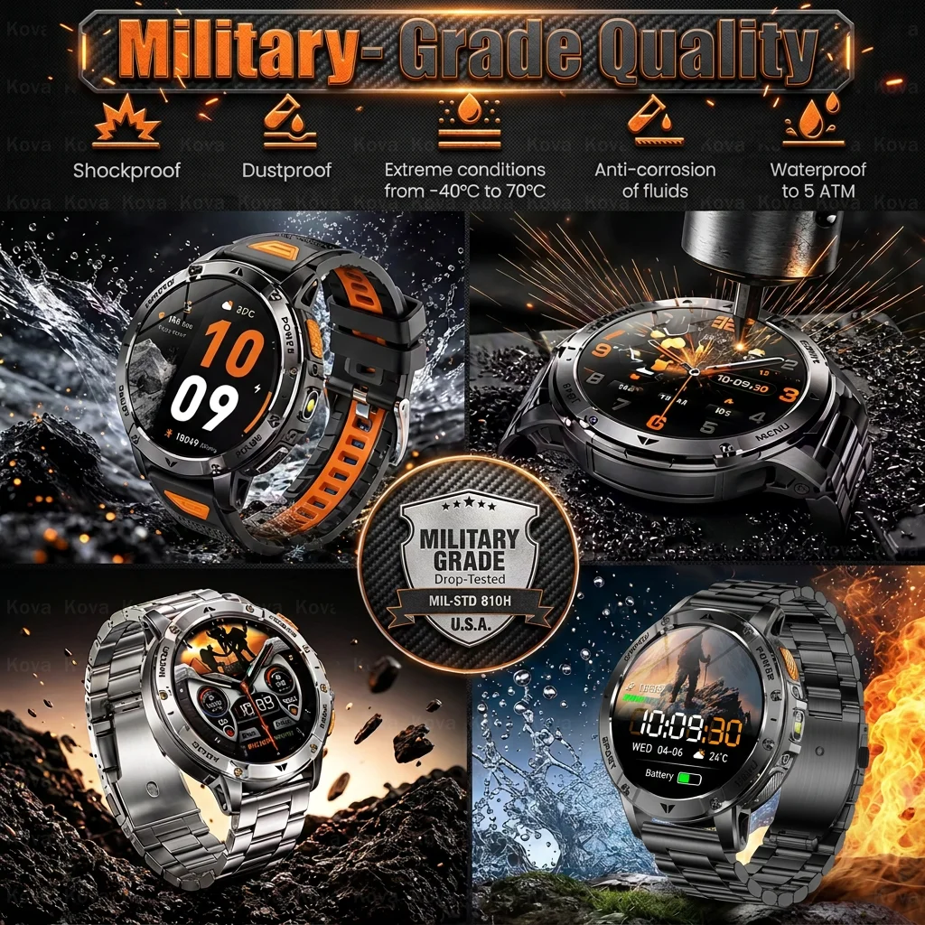 1400mAh Rugged Military Smart Watch Men 1.7