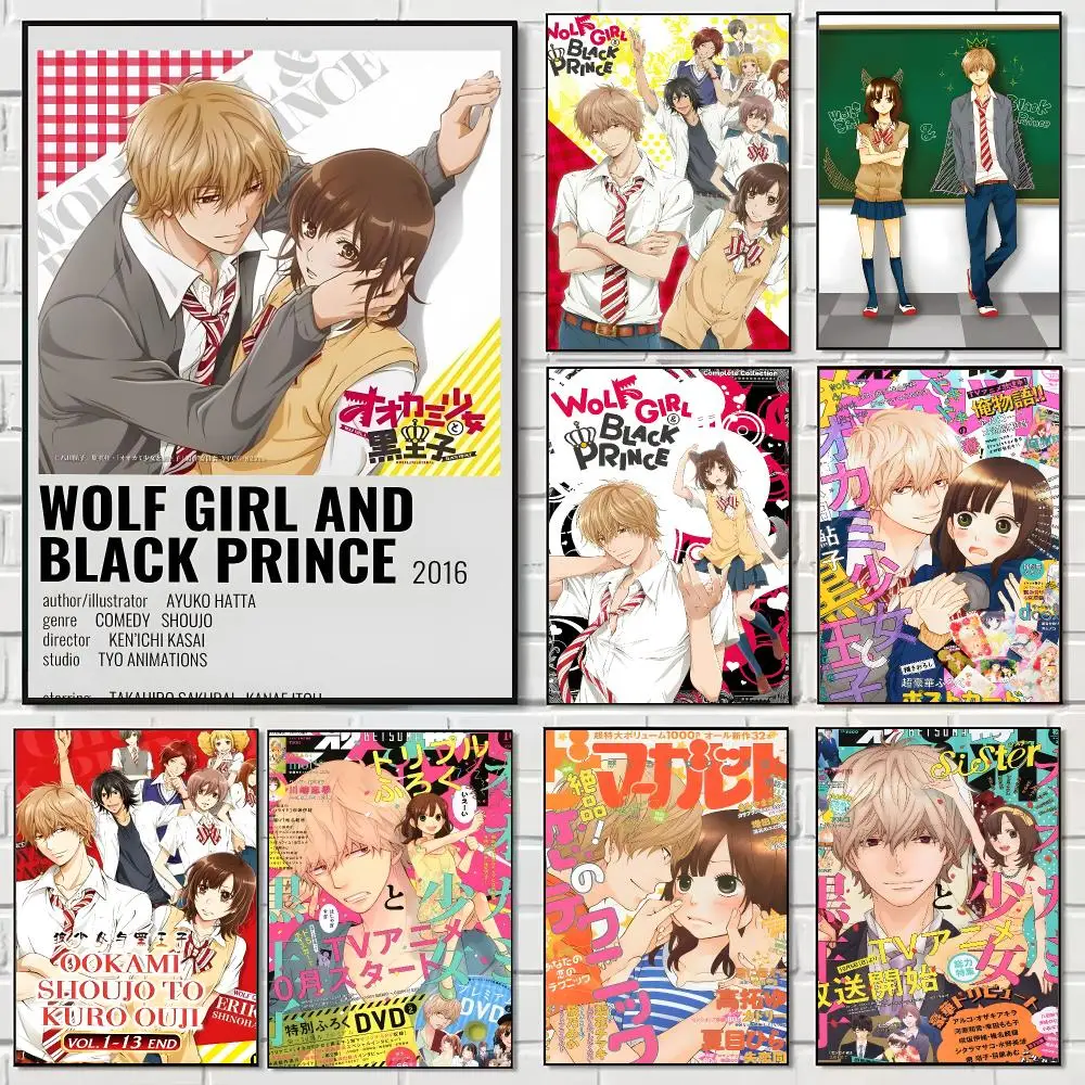 Shoujo Romance Anime W-Wolf Girl and Black Prince Poster Pegatina artistica HD autoadhesiva impermeable para salon dormitorio