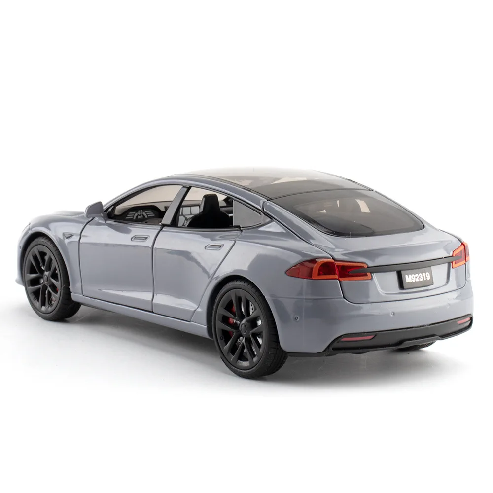 1:24 Tesla Model S Metal Alloy Diecast Toy Car Model Sound and Light Children\'s Toy Collectibles Birthday Gifts F593