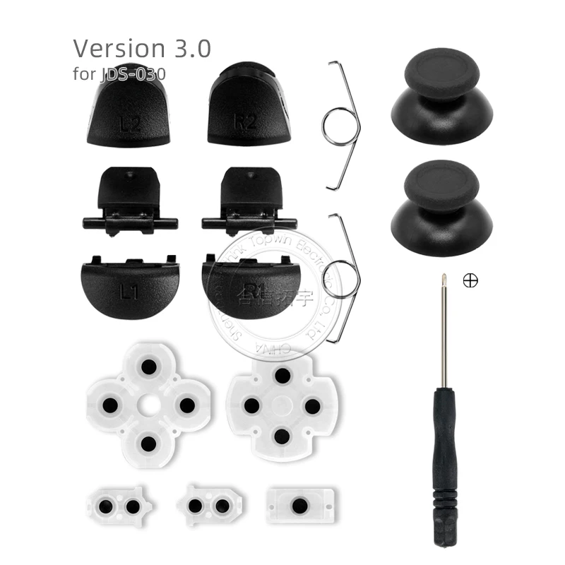 HOTHINK 1Set Repair Kit Version JDS-030 L1L2R1R2 Keys Trigger Rubber Buttons Springs Thumb Stick Cover Caps for PS4 Controller