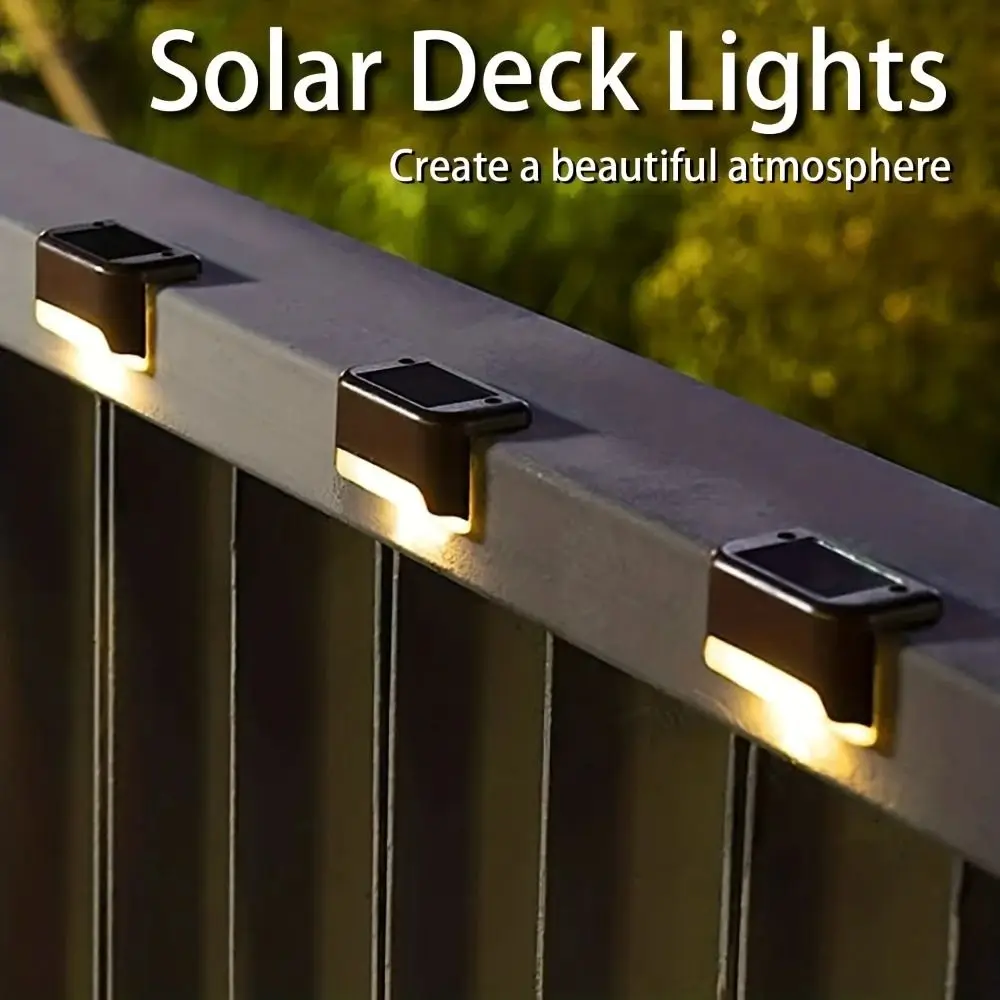 

Multifunctional Waterproof LED Solar Step Lamp Outdoor Solar Powered Fence Lamp Balcony Path Patio Garden Decor