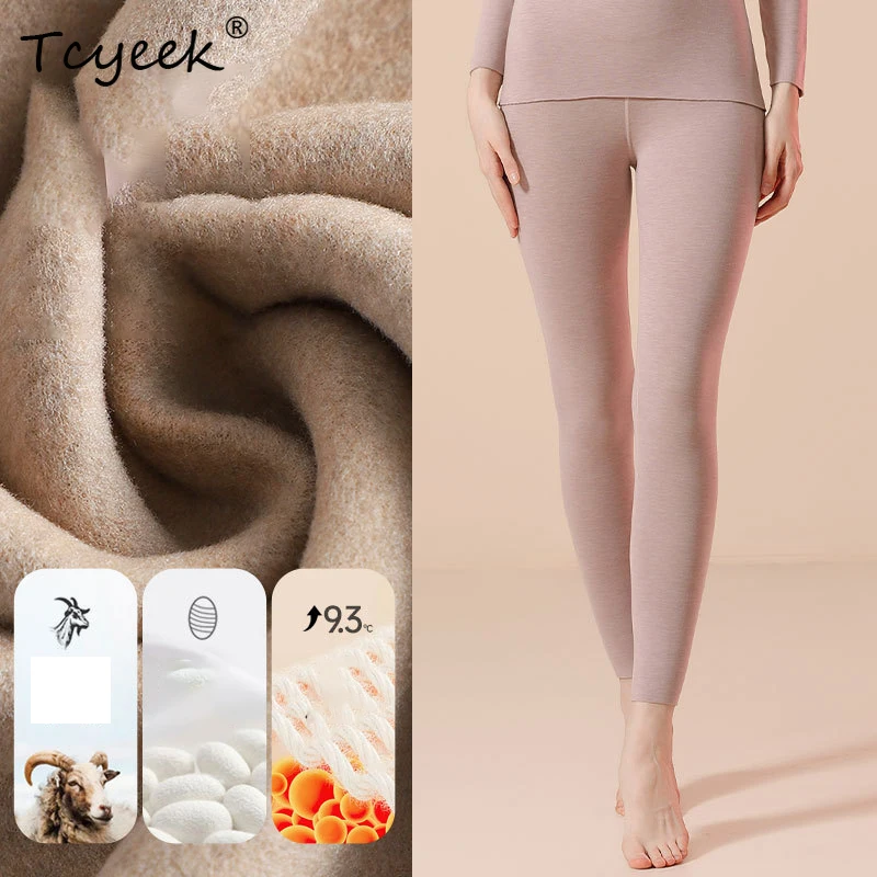 

Tcyeek, кашемир из шелкового шелка шелковицы, узкие женские кальсоны, эластичные, теплые брюки с мягкой подошвой, осень-зима 2024, P49406QM