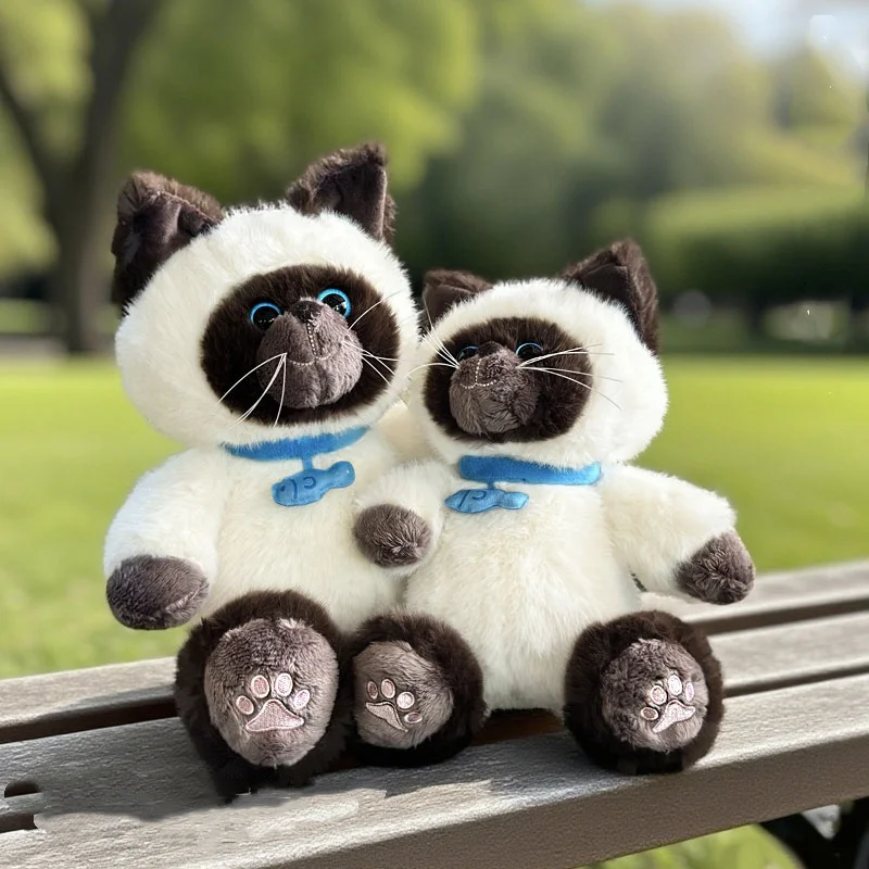 28/35/50cm Imitacja Pluszowej Zabawki Kota Syjamskiego Kawaii Miękkie Realistyczne Pluszowe Koty Lalki Dekoracja Domu Samochodu Poduszka Pluszowa