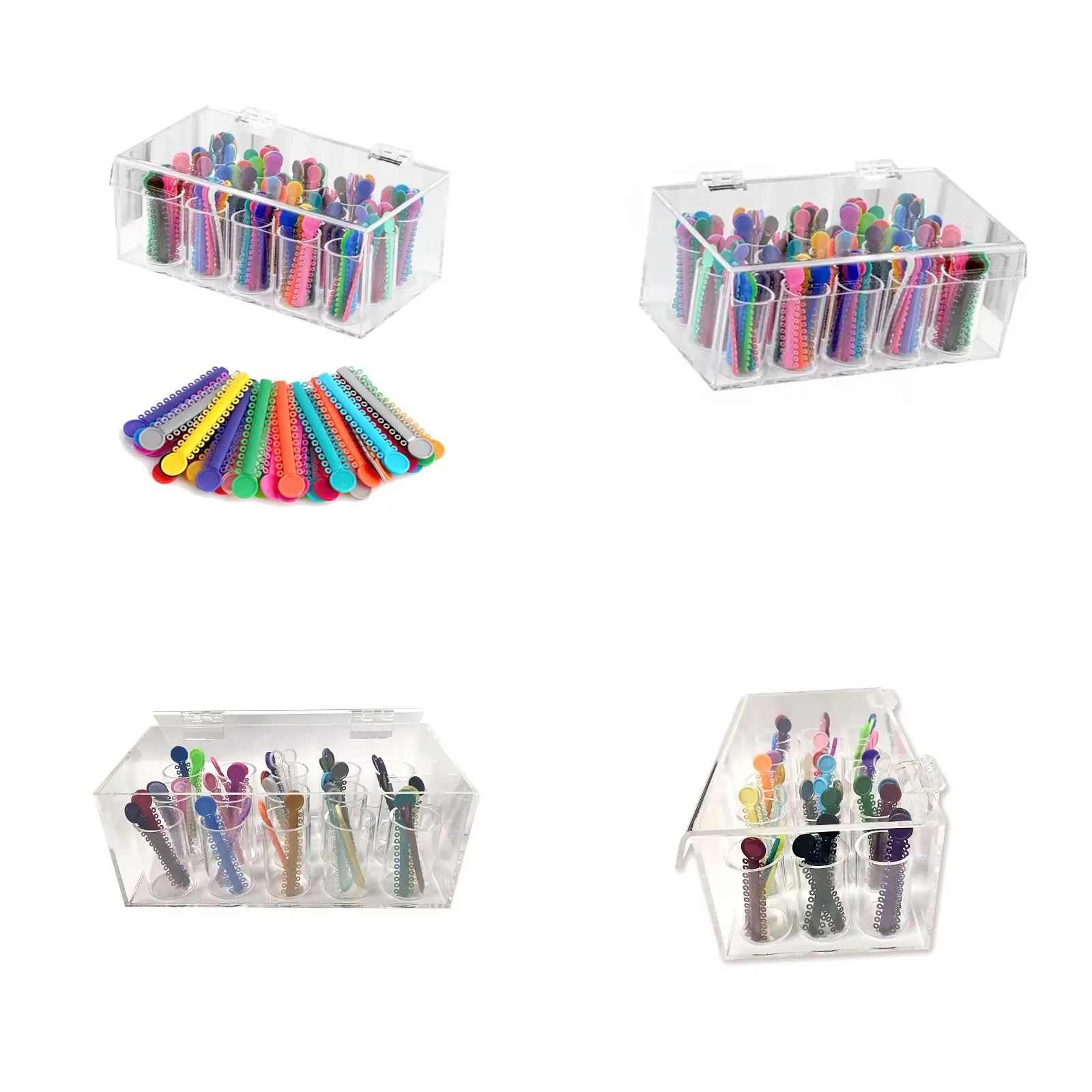 Dental Orthodontic Elastic Ligature Dispenser Box T-Shape Acrylic Organizer Storage Case
